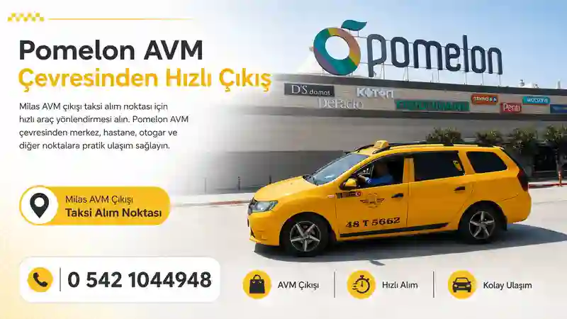 Milas AVM çıkışı taksi alım noktası görseli