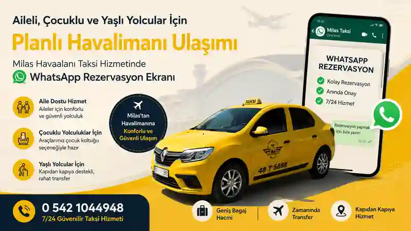 Milas havaalanı taksi hizmetinde WhatsApp rezervasyon ekranı