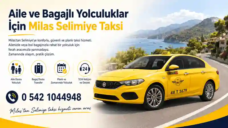 Milas’tan Selimiye taksi hizmeti veren araç