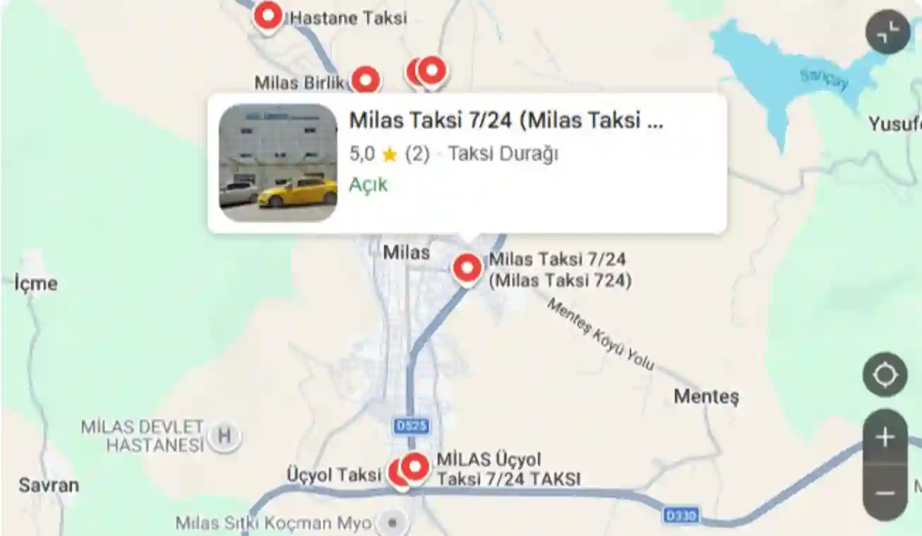 milas taksi 7/24 pomelon merkez google harita